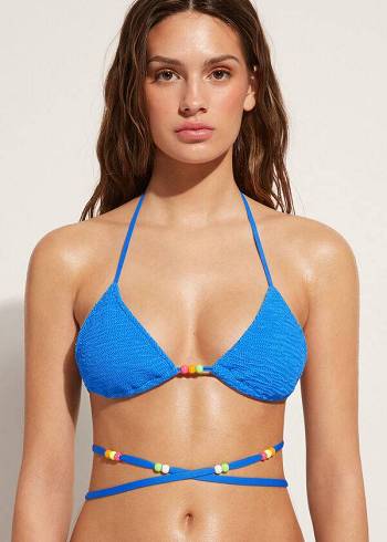 Bikini Tops Calzedonia Triangle String Tie San Diego Azuis | BR2063SO