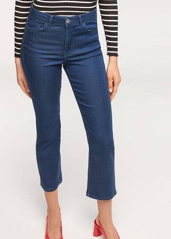 Calça Jeans Calzedonia Eco Light Flared Cropped Denim Azul Marinho | BR2573DN