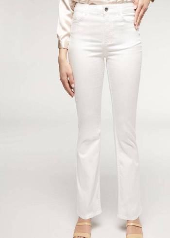 Calça Jeans Calzedonia Eco Light Flared Denim Branco | BR2574SO