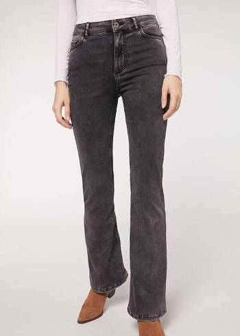 Calça Jeans Calzedonia Flared Cinzentas | BR2595JJ