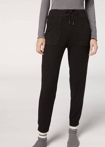 Calças Calzedonia Cashmere Blend Stretch Pretas | BR2714FM