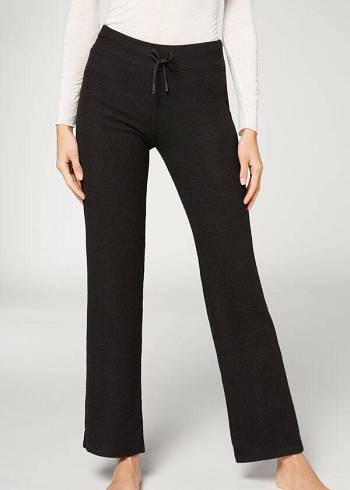 Calças Calzedonia Cashmere Straight Pretas | BR2720IS