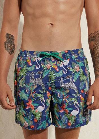 Calções De Banho Calzedonia Formentera Verdes Azuis | BR2919RW