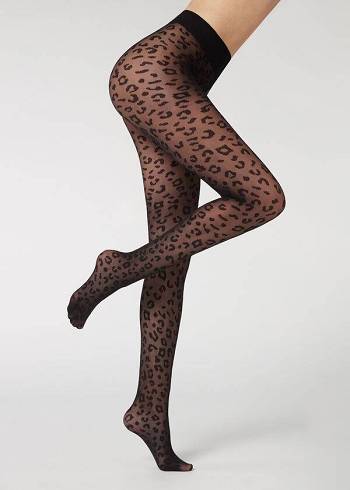 Collants Calzedonia Animal Pattern 30 Denier Sheer Patterned Sexy Pretas | BR1085CE