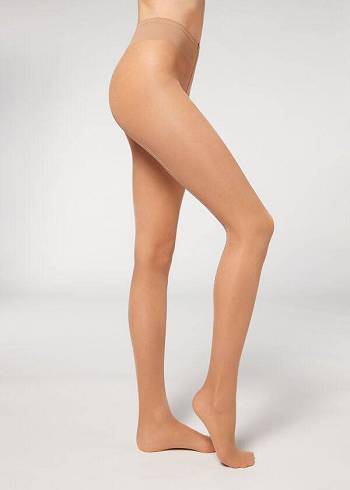 Collants Calzedonia Sheer 30 Denier Multicolored Rhinestone Stripe Patterned Bege | BR1130GL