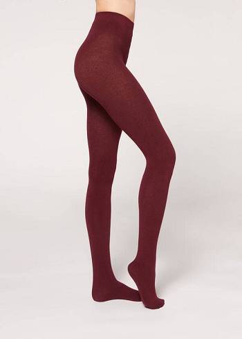 Collants Calzedonia Soft Modal and Cashmere Blend Opaque Bordeaux | BR1059CE