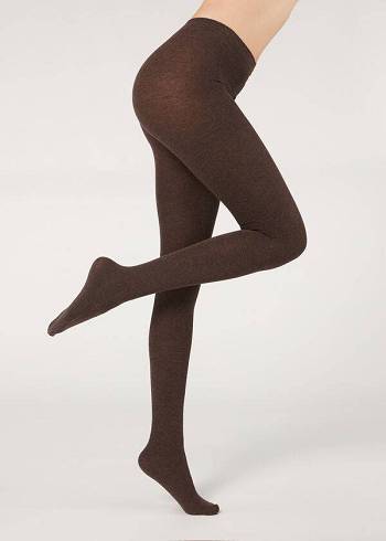 Collants Calzedonia Soft Modal and Cashmere Blend Opaque Marrom | BR1065WY