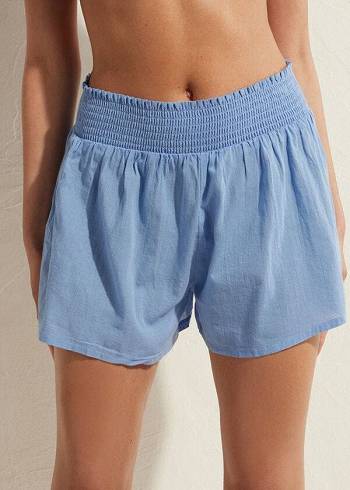 Cover Ups Calzedonia Cotton Shorts Azuis | BR2118GL