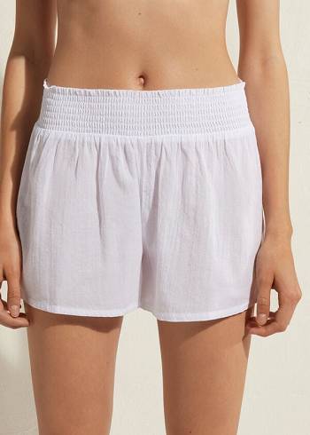 Cover Ups Calzedonia Cotton Shorts Branco | BR2124XF