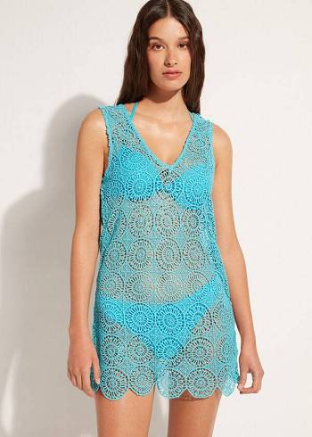 Cover Ups Calzedonia Geometric Crochet Dress Turquesa | BR2084UT