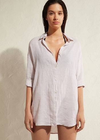 Cover Ups Calzedonia Linen Shirt Bege | BR2097ZG