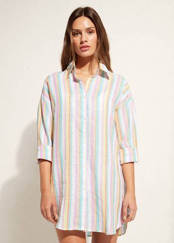 Cover Ups Calzedonia Linen Shirt Multicoloridas | BR2089SO