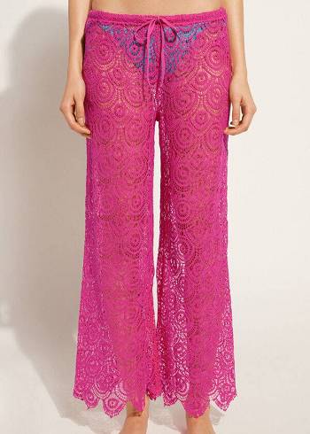 Cover Ups Calzedonia Long Crochet Pants Rosa | BR2134TV