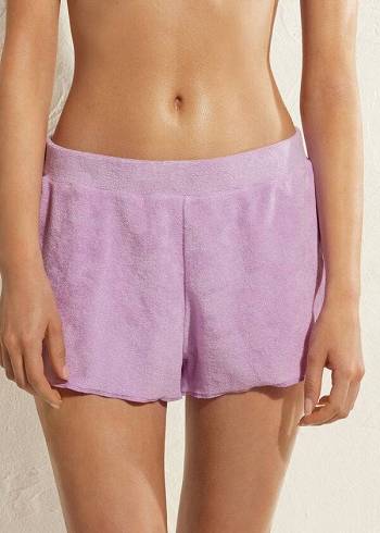 Cover Ups Calzedonia Terrycloth Shorts Roxo | BR2152VD