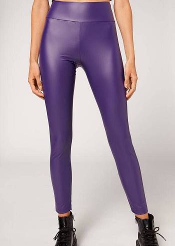 Leggings Calzedonia Leather Effect Roxo | BR2666JJ