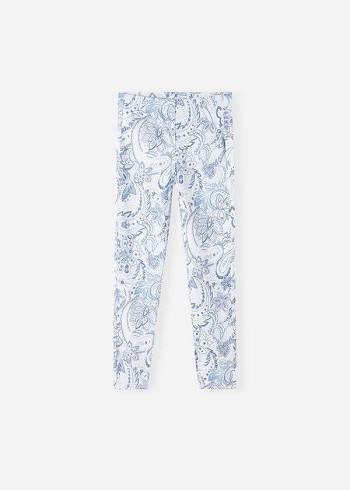 Leggings Calzedonia Paisley-Print Denim Criança Branco Azuis | BR3136MA