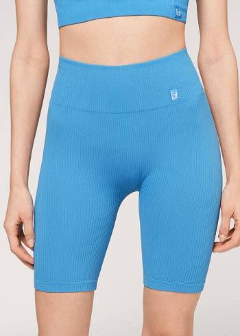 Leggings Calzedonia Seamless Athletic Bike Azuis | BR2677YU