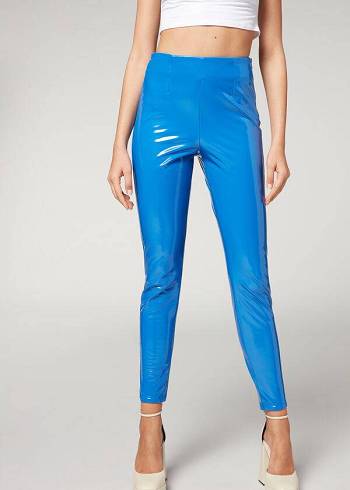 Leggings Calzedonia Skinny in Thermal Vinyl Azuis | BR2685BC