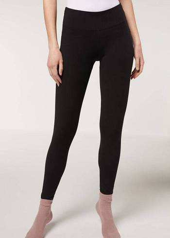 Leggings Calzedonia Supima Cotton Pretas | BR2693HK