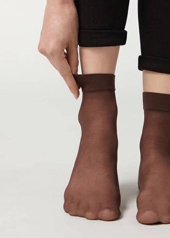 Meias Calzedonia 20 Denier Sheer Short Cafes | BR2320YU