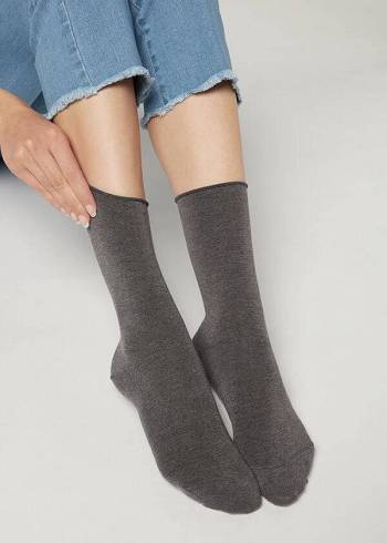 Meias Calzedonia Ankle with Cashmere Short Cinzentas | BR2346YU