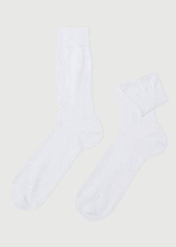 Meias Calzedonia Lisle Thread Crew Branco | BR2834JJ