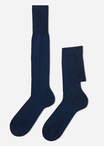 Meias Calzedonia Lisle Thread Long Azul Marinho | BR2765HK