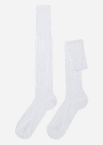 Meias Calzedonia Lisle Thread Long Branco | BR2764HK