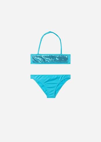 Swimsuits Calzedonia Two-Piece Triangle Cannes Criança Turquesa | BR3079RW