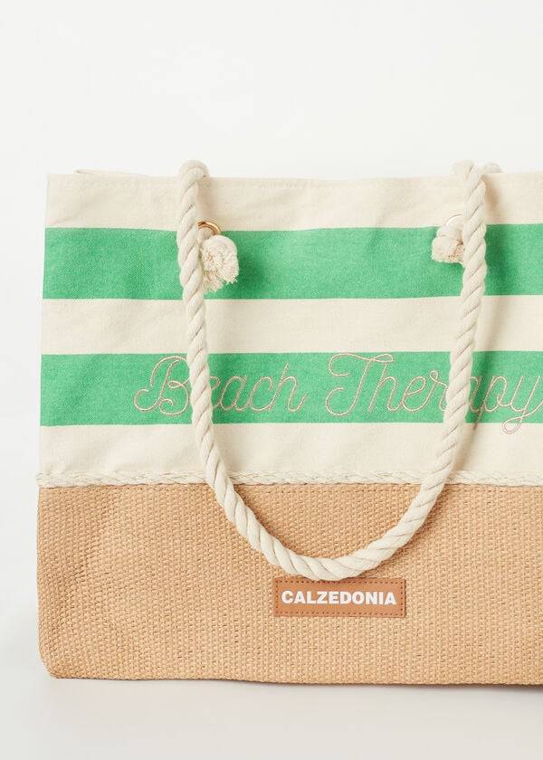 Acessorios Calzedonia Striped Beach Bag Verdes | BR1283SO