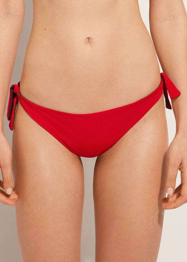 Bikini Bottoms Calzedonia Bow Brazilian Indonesia Eco Vermelhas | BR1303YU