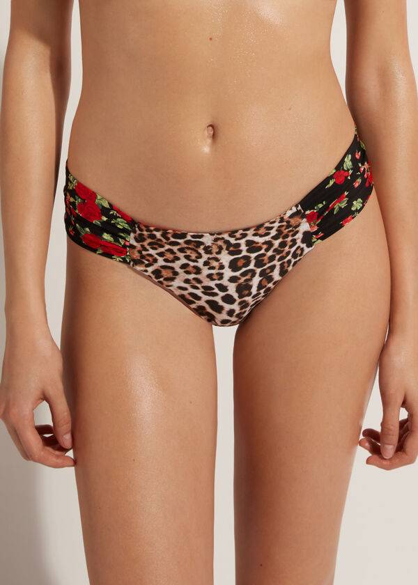 Bikini Bottoms Calzedonia Brazilian Reversible Ruched Nizza Rosa Vermelhas | BR1319CE