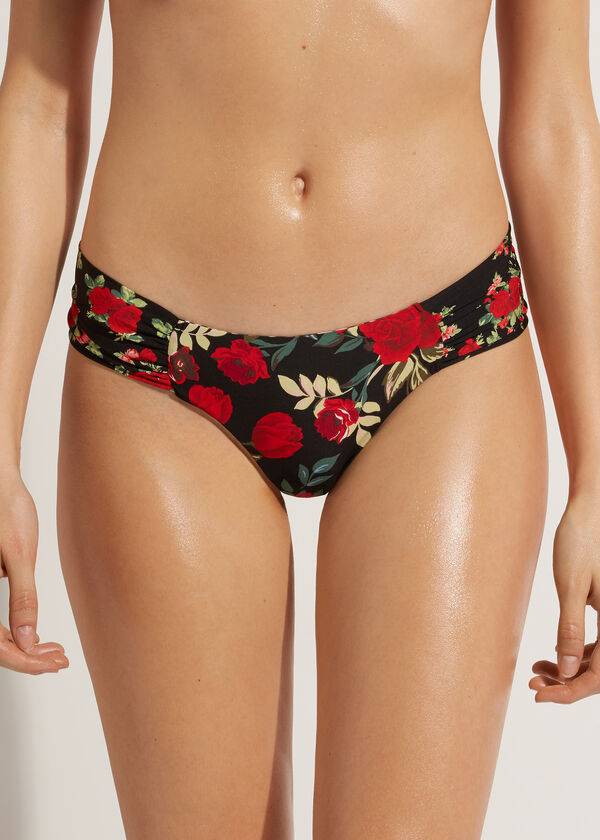 Bikini Bottoms Calzedonia Brazilian Reversible Ruched Nizza Rosa Vermelhas | BR1319CE