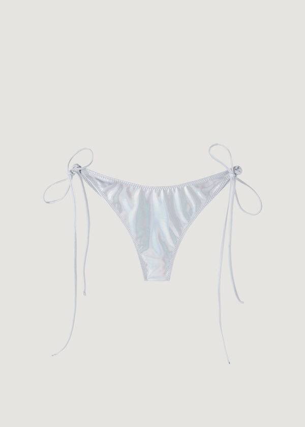 Bikini Bottoms Calzedonia Brazilian Side Tie Daytona Prateadas | BR1322NB