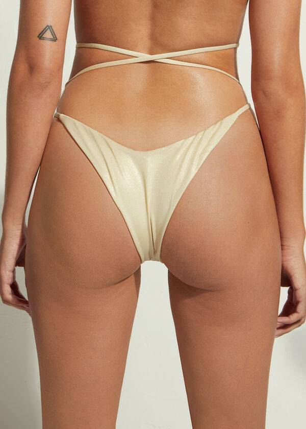 Bikini Bottoms Calzedonia Brazilian String Abu Dhabi Douradas | BR1326EX