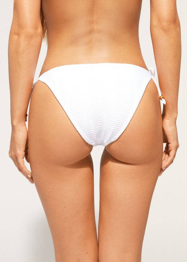 Bikini Bottoms Calzedonia Chevron String Casablanca Branco | BR1359PQ