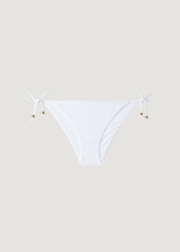 Bikini Bottoms Calzedonia Chevron String Casablanca Branco | BR1359PQ