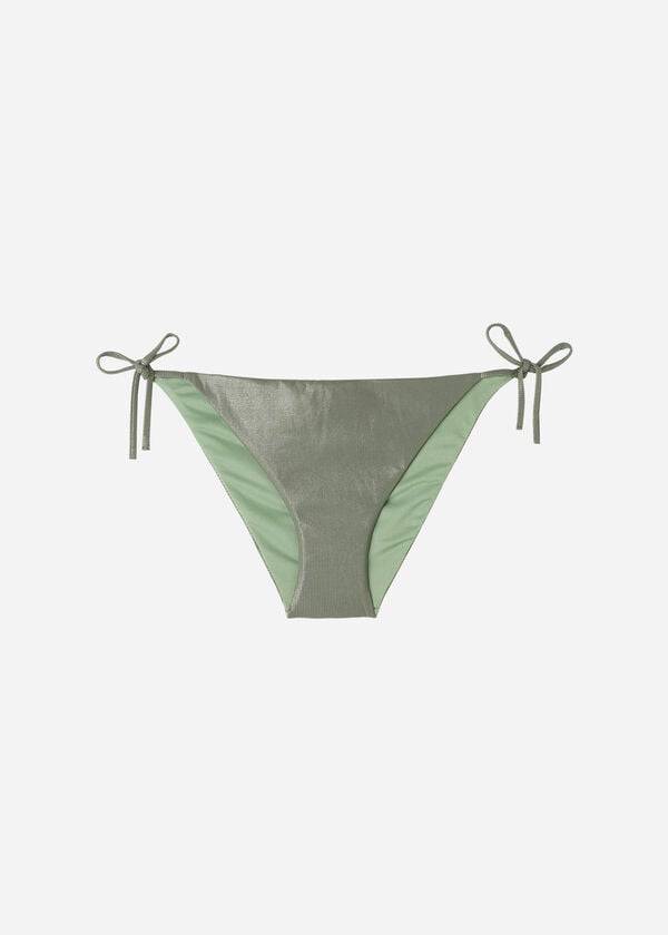 Bikini Bottoms Calzedonia Coated-Effect String Antigua Verdes | BR1365HK