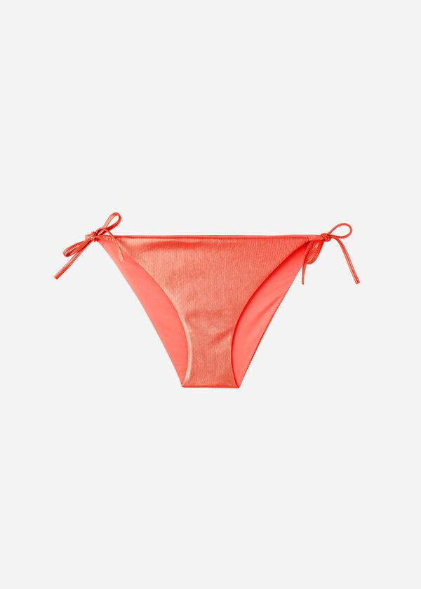 Bikini Bottoms Calzedonia Coated-Effect String Antigua Coral Laranja | BR1366JJ