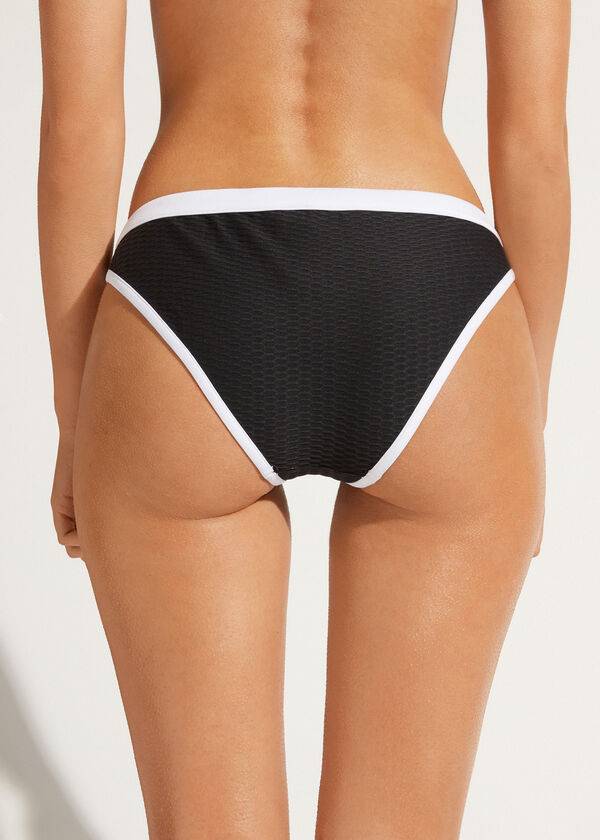 Bikini Bottoms Calzedonia Coimbra Pretas Branco | BR1369ZG