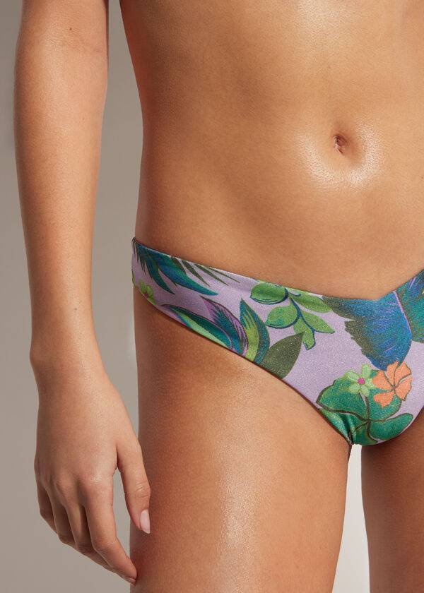 Bikini Bottoms Calzedonia High Cut Brazilian Brasilia Roxo | BR1384OR