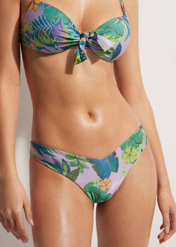 Bikini Bottoms Calzedonia High Cut Brazilian Brasilia Roxo | BR1384OR