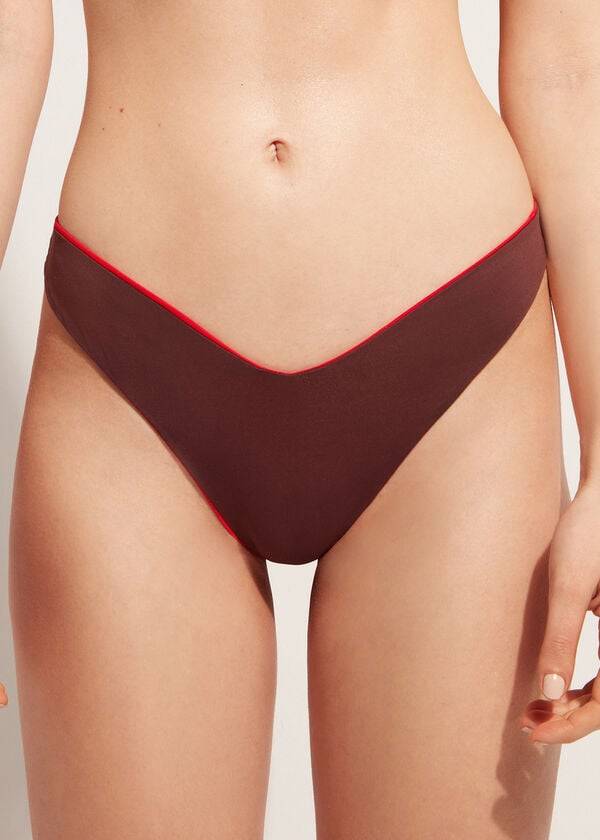 Bikini Bottoms Calzedonia High Cut Brazilian Indonesia Eco Vermelhas | BR1391HK