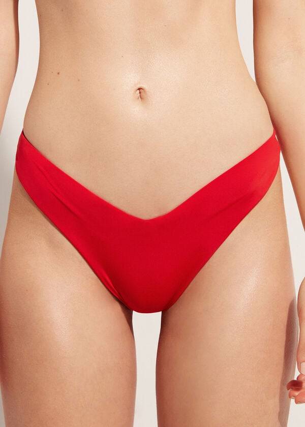 Bikini Bottoms Calzedonia High Cut Brazilian Indonesia Eco Vermelhas | BR1391HK