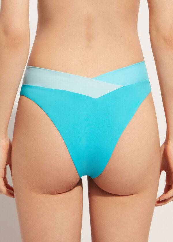 Bikini Bottoms Calzedonia High-Cut Brazilian Azzorre Turquesa Verdes | BR1439SO