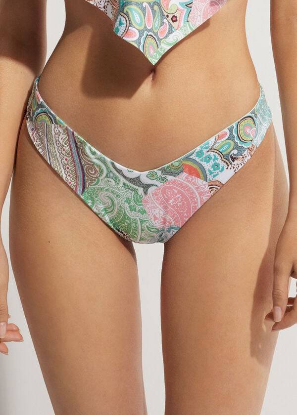 Bikini Bottoms Calzedonia High-Cut Brazilian Saint Tropez Verdes | BR1450VD