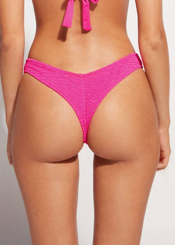 Bikini Bottoms Calzedonia High Cut V-shaped Brazilian Miami Rosa | BR1399BC