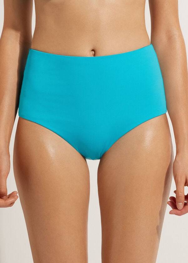 Bikini Bottoms Calzedonia High-Rise Shaping Indonesia Turquesa Verdes | BR1452NB