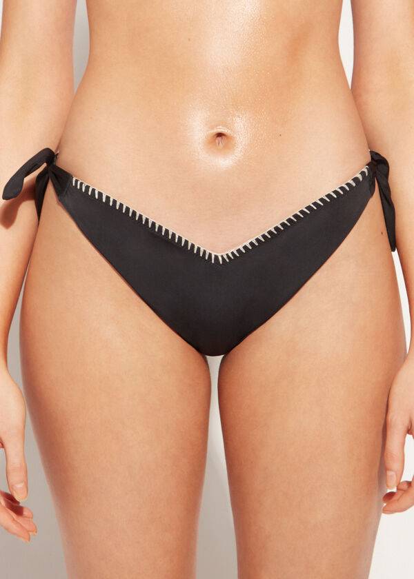 Bikini Bottoms Calzedonia High V-Cut Brazilian Mumbai Pretas | BR1412AP