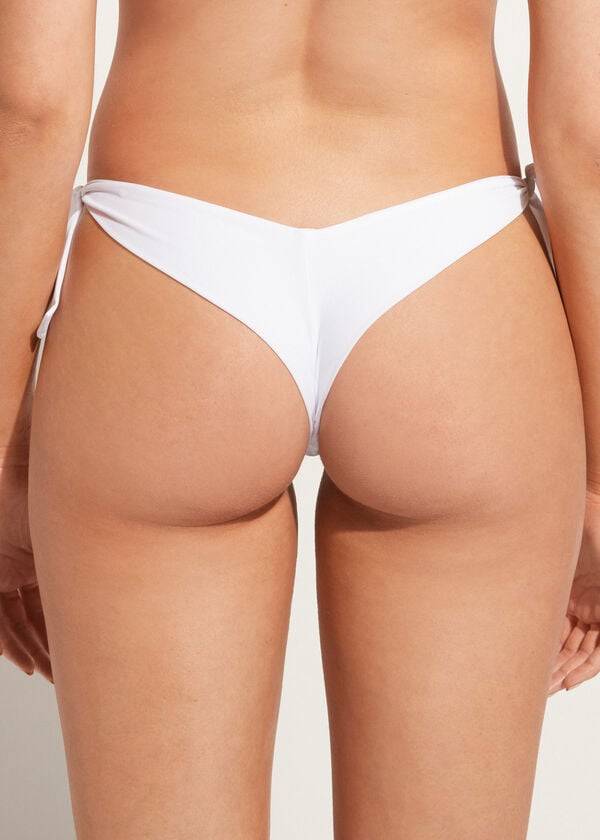 Bikini Bottoms Calzedonia High V-Cut Brazilian Mumbai Branco | BR1413SO